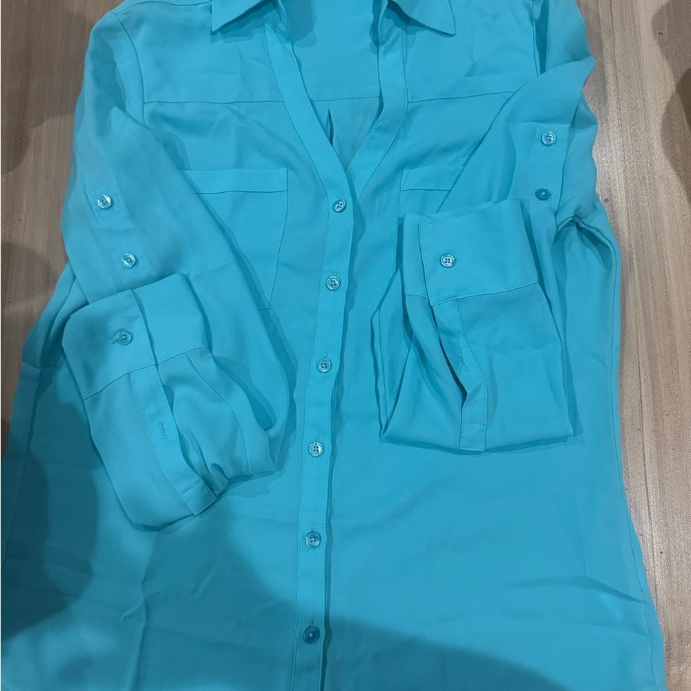 Express Turquoise Button-Down Shirt